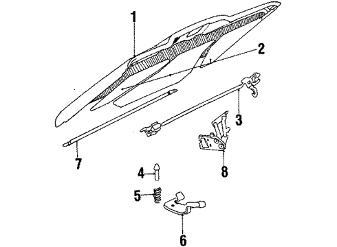 1986 Jeep Grand Wagoneer Hood & Components Diagram