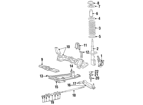 1987 Dodge Colt Front Suspension Components, Lower Control Arm, Stabilizer Bar Diagram