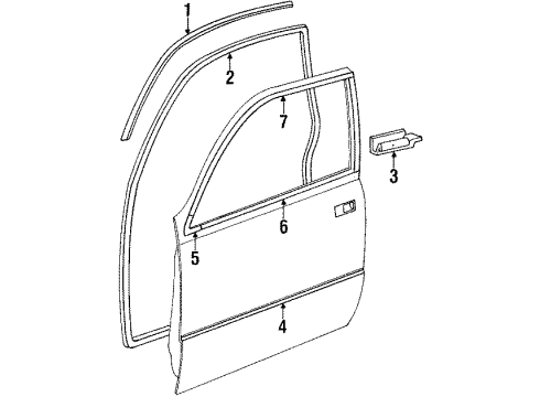 1988 Chrysler LeBaron Front Door & Components, Exterior Trim Diagram