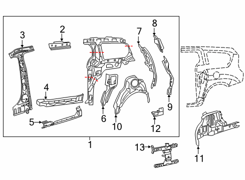 2020 Chrysler Voyager Inner Structure & Rails - Side Panel Diagram
