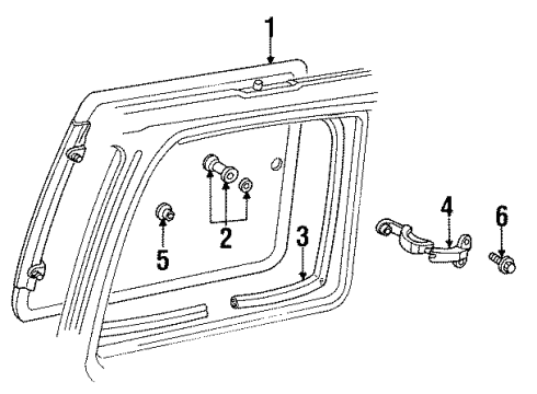 1990 Dodge Grand Caravan Side Panel - Glass & Hardware Diagram