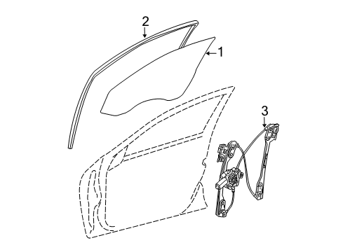 2010 Dodge Charger Front Door - Glass & Hardware Diagram