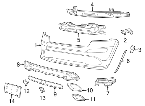 2013 Jeep Grand Cherokee Front Bumper Diagram 1 - Thumbnail