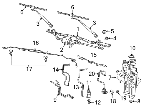2025 Jeep Wrangler Wiper & Washer Components Diagram