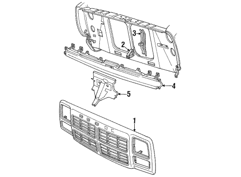 1992 Dodge D350 Grille & Components Diagram