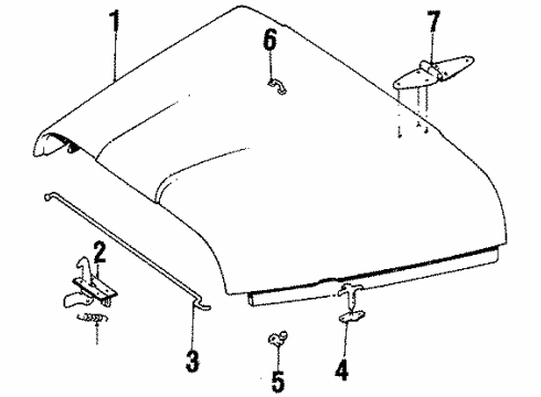 1985 Jeep CJ7 Hood & Components Diagram