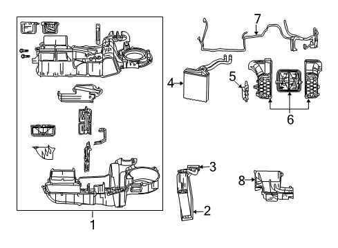 2008 Dodge Durango A/C Evaporator & Heater Components Diagram