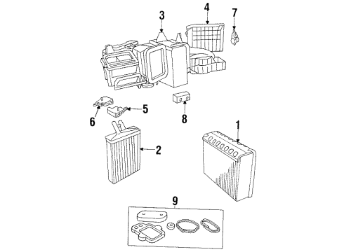 1999 Chrysler LHS A/C Evaporator & Heater Components Diagram