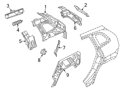 2015 Jeep Cherokee Inner Structure - Quarter Panel Diagram