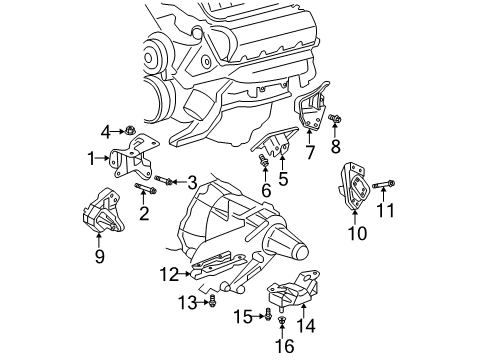 2005 Dodge Durango Engine & Trans Mounting Diagram