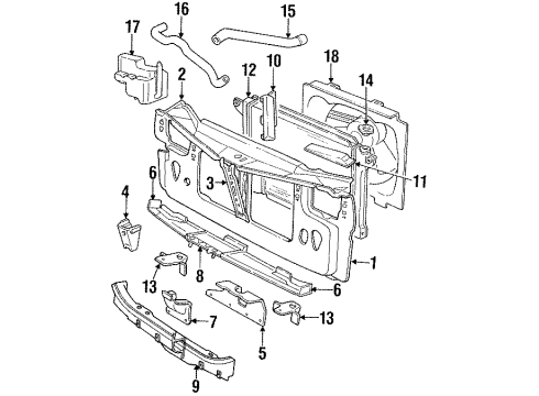 1993 Dodge Shadow Radiator & Components, Radiator Support Diagram