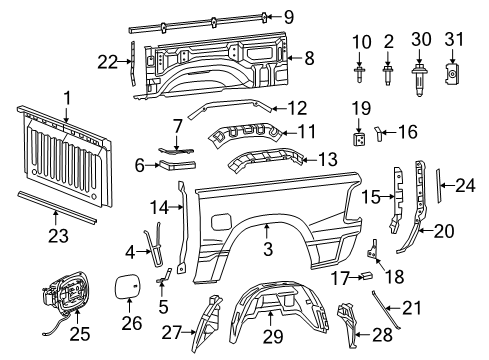 2020 Ram 1500 Front & Side Panels Diagram 3 - Thumbnail