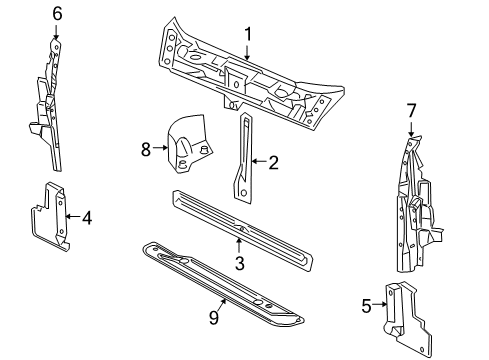 2007 Chrysler PT Cruiser Radiator Support Diagram 1 - Thumbnail