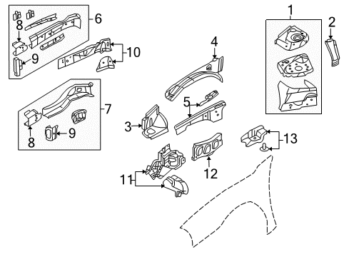 2005 Dodge Stratus Structural Components & Rails Diagram