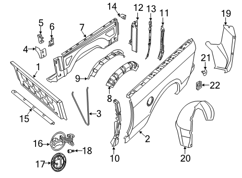 2022 Ram 2500 Front & Side Panels Diagram