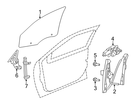 2010 Chrysler Sebring Door - Glass & Hardware Diagram