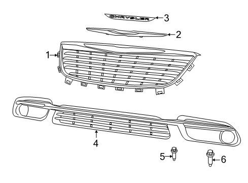 2016 Chrysler Town & Country Grille & Components Diagram
