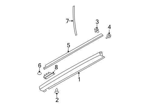 2009 Dodge Caliber Exterior Trim - Pillars, Rocker & Floor Diagram