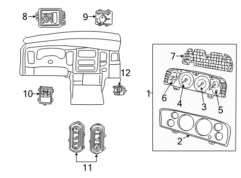 2004 Dodge Ram 1500 Cluster & Switches Diagram