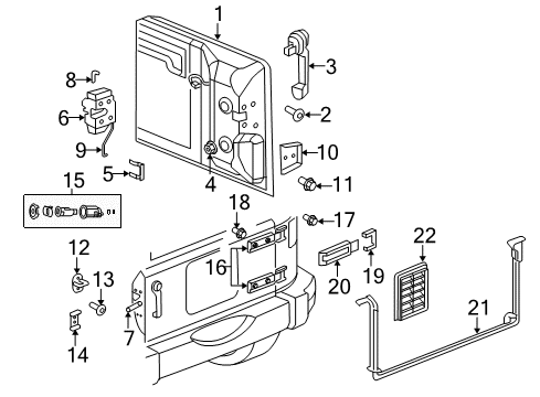 2009 Jeep Wrangler Gate & Hardware Diagram