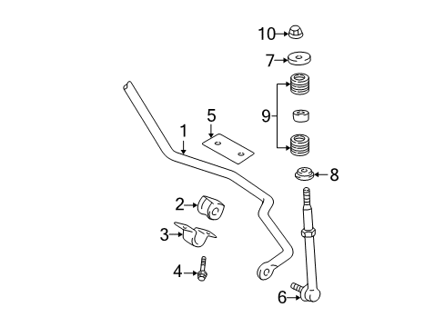 2008 Dodge Durango Stabilizer Bar & Components - Front Diagram 1 - Thumbnail