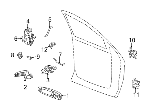 2003 Dodge Ram 2500 Front Door - Lock & Hardware Diagram
