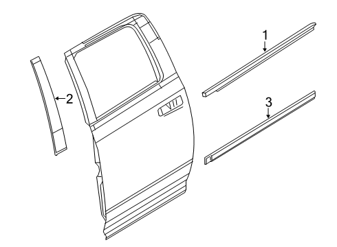 2022 Ram 3500 Exterior Trim - Rear Door Diagram