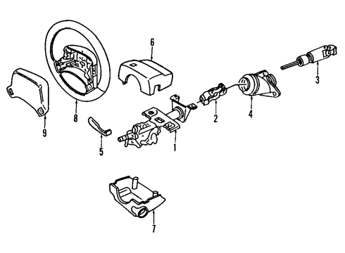 1993 Chrysler Concorde Steering Column & Wheel, Shroud, Switches & Levers Diagram 2 - Thumbnail