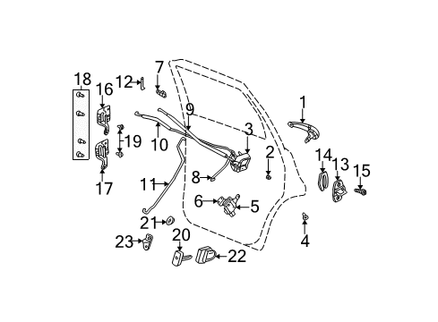2003 Chrysler PT Cruiser Rear Door - Lock & Hardware Diagram