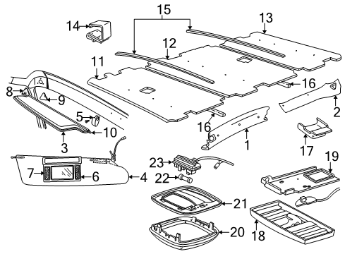 1996 Dodge B2500 Interior Trim - Roof Diagram