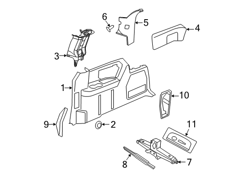 2019 Dodge Grand Caravan Interior Trim - Side Panel Diagram