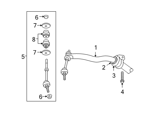 2006 Dodge Ram 1500 Stabilizer Bar & Components - Front Diagram 2 - Thumbnail