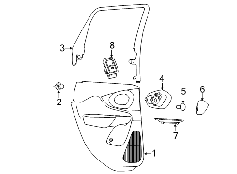 2021 Jeep Cherokee Interior Trim - Rear Door Diagram