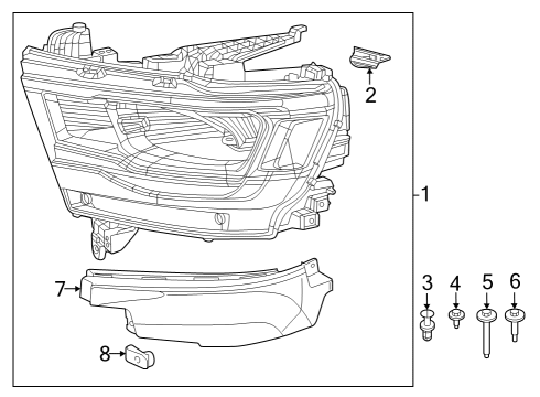 2021 Ram 1500 Headlamp Components Diagram 3 - Thumbnail