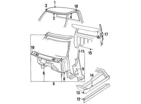 1993 Dodge D150 Cab Cowl & Body Panels, Rocker & Pillar, Glass, Body Diagram 2 - Thumbnail