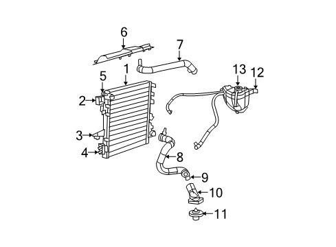 2009 Jeep Wrangler Radiator & Components Diagram