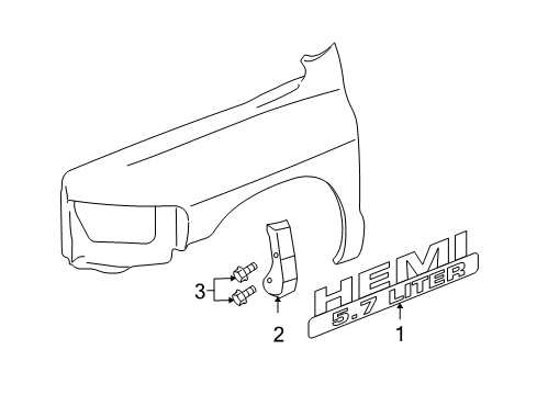 2008 Dodge Ram 1500 Fender & Components, Exterior Trim Diagram