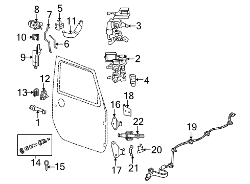 2009 Jeep Wrangler Front Door - Lock & Hardware Diagram
