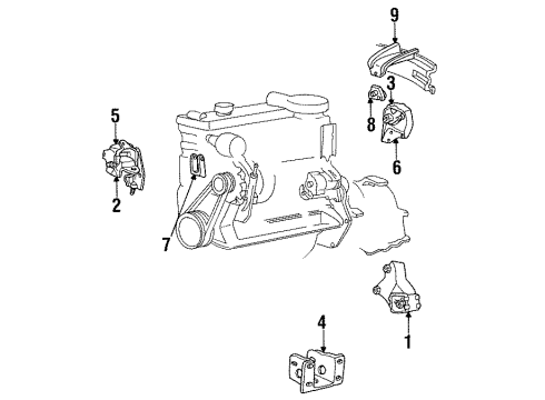 1985 Dodge Mini Ram Engine & Trans Mounting Diagram 2 - Thumbnail