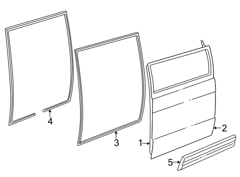2002 Dodge Ram 2500 Van Side Loading Door & Components, Exterior Trim Diagram