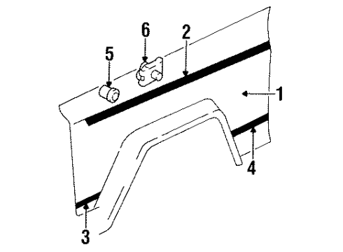 1987 Jeep Cherokee Exterior Trim - Lift Gate Diagram
