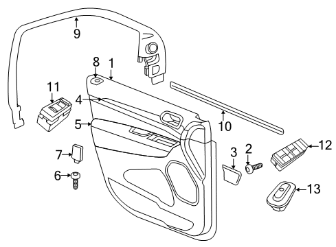 2011 Jeep Grand Cherokee Interior Trim - Front Door Diagram