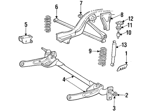 1993 Dodge Shadow Rear Suspension System, Rear Axle Diagram 1 - Thumbnail