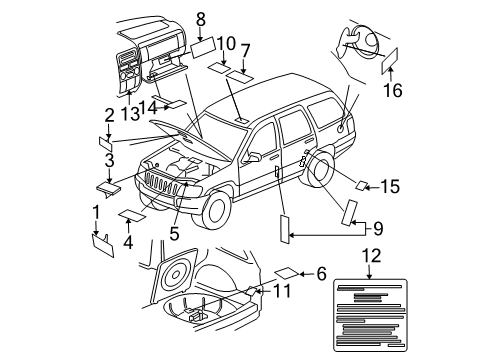 2009 Jeep Grand Cherokee Information Labels Diagram