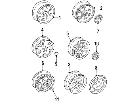 1990 Jeep Wrangler Wheels, Covers & Trim Diagram