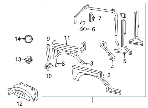 2009 Jeep Wrangler Quarter Panel & Components Diagram