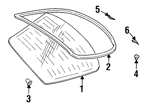 1997 Chrysler Sebring Back Glass, Reveal Moldings Diagram