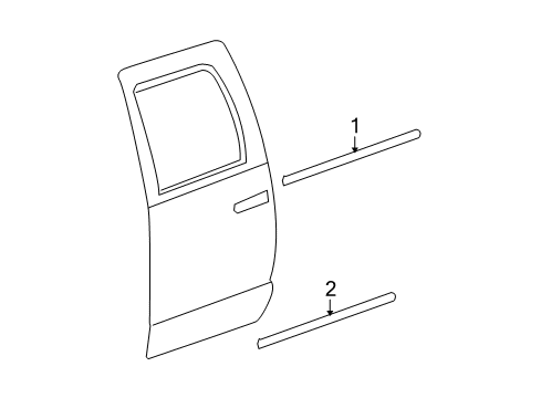 2008 Dodge Ram 1500 Exterior Trim - Rear Door Diagram 2 - Thumbnail