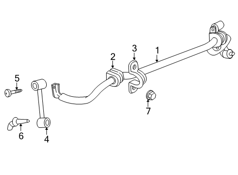 2009 Dodge Nitro Stabilizer Bar & Components - Front Diagram