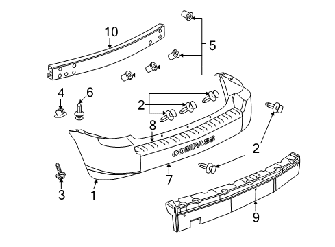 2009 Jeep Compass Rear Bumper Diagram